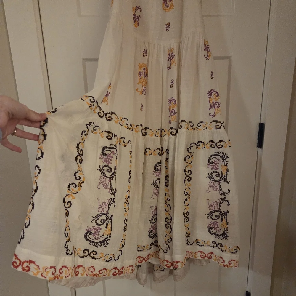 NWT Anthropologie Embroidered Halter Maxi Dress Size 12 In Ivory - Picture 10 of 14